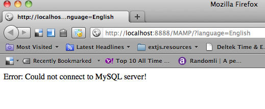 MAMP : Error: Could not connect to MySQL server!